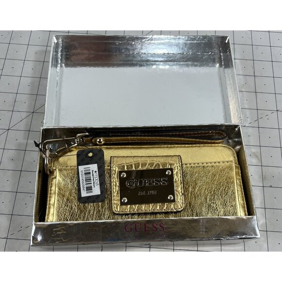 Guess By Marciano Gold Wallet Clutch NIB Leopard Print Interior New~~ - Picture 4 of 8